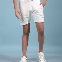 CRIMSOUNE CLUB Cotton Solid Shorts - White-image-2