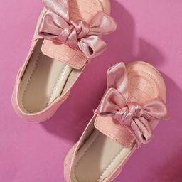 SHOES FOR JUNIORS Bow Applique Detailed Loafers - Peach-image-83