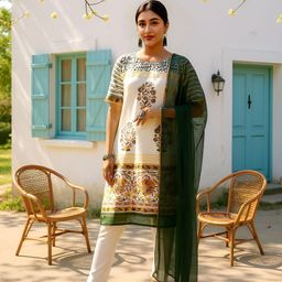 SZN Women Ethnic Motifs Printed Regular Chanderi Silk Kurta with Trousers & With Dupatta-picture-33