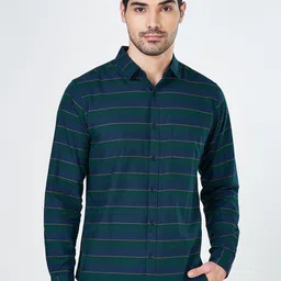 BYFORD by Pantaloons Men Slim Fit Horizontal Stripes Opaque Casual Shirt-picture-12