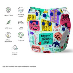 SuperBottoms Reusable and Washable Cloth Diapers for Babies Cloth Diaper Free size Uno Text Print - Multicolor image 4