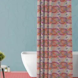 ArtzFolio Grey & Rust Orange Printed Waterproof Shower Curtain-6