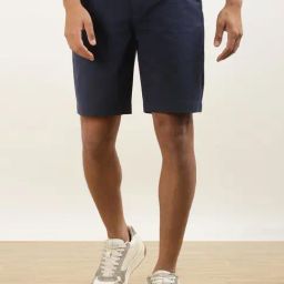 Andamen Navy Cotton Regular Fit Shorts-image-32