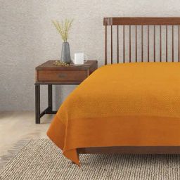 Fabindia Burnt Orange Cotton 80 TC Double Bed Cover-picture-27
