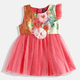 YK Girls Floral Print Flutter Sleeve A-Line Dress-image-72