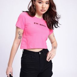glitchez Cool Chic Typography Printed Cropped T-shirt-image-82