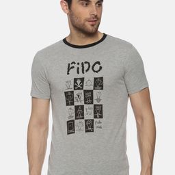 YAK YAK Men Grey Printed Round Neck Pure Cotton T-shirt-image-92