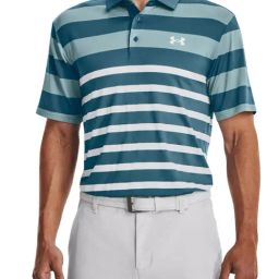 Under Armour Blue Regular Fit Striped Sports Polo-picture-15