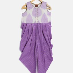 Twisha Girls Lavender & Off-White Printed Basic Jumpsuit-image-105