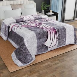 Signature Grey & Lavender Floral Mink AC Room 500 GSM Double Bed Blanket-image-71
