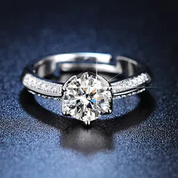 Jewels Galaxy Silver-Plated AD-Studded Contemporary Anti-Tarnish Adjustable Ring-image-93