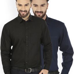 JAINISH Men Pack Of 2 Regular Fit Solid Formal Shirts-image-38