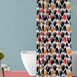 ArtzFolio White & Black Printed Waterproof Shower Curtain-7