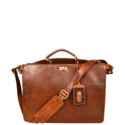 SASSORA Tan Leather Large Messenger Bag-image-28