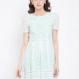 DODO & MOA White Lace Pattern Skater Dress-picture-34