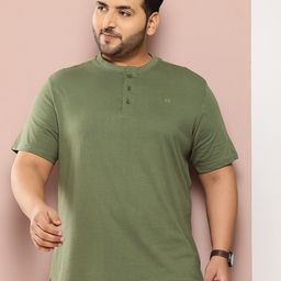 Sztori Plus Size Henley Neck Pure Cotton T-shirt-picture-54