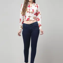 clobug Floral Print Net Blouson Top image 4