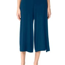 PATRORNA Teal Cotton Blend Relaxed Fit Mid Rise Capris-image-95