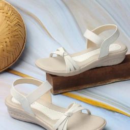 Iconics Women's White Back Strap Wedges-image-18
