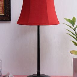 Devansh Red & Black Solid Traditional Bedside Standard Table Lamp with Shade-13