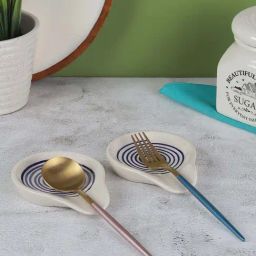 VarEesha Parikrama Blue Ceramic Spoon Rest - Set of 2-12