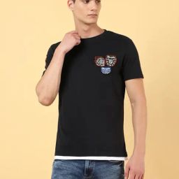 Wrangler Black Cotton Regular Fit Printed T-Shirt-picture-10