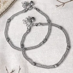 Teejh Sharanya Silver Oxidized Ghungroo Pair of Anklet-image-88