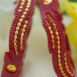 SATTIK Women Plastic Gold-plated Shakha Pola Bangles (Pack of 2)-image-80