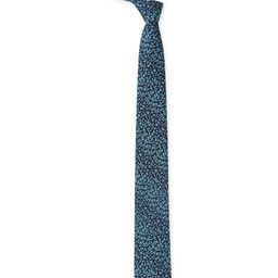 Louis Philippe Navy Blue Woven Design Silk Broad Tie-image-83