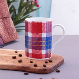 CLAY CRAFT Set Of 2 Red & Blue Checked Ceramic Milk Mug-19