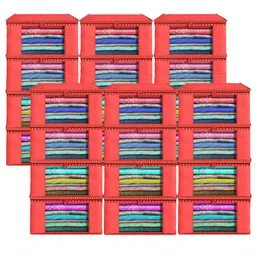 Kuber Industries Red & Transparent 24 Pieces Printed Foldable Multi Utility Organisers image 2