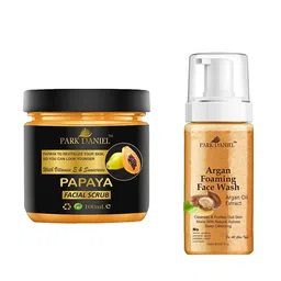 Park Daniel Set Of 2 Papaya Facial Scrub - 100 ml With Argan Foaming Face Wash-130 ml image 1