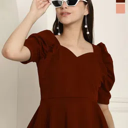 Metronaut Women Pack of 2 Puff Sleeve Peplum Top-picture-13