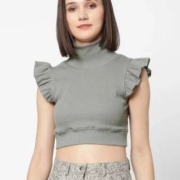 VASTRADO Grey Cotton Crop Top-image-25