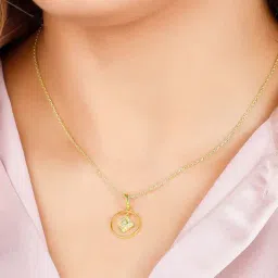 GIVA 92.5 Sterling Silver Golden Star Halo Signature Pendant with Link Chain for Women-image-60