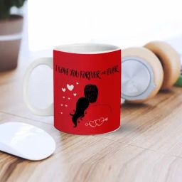 eCraftIndia Red Ceramic I Love You Forever And Ever Quote Printed Coffee Mug (0.25 L)-31