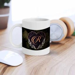 eCraftIndia Black Ceramic Alphabet R Printed Coffee Mug (0.25 L)-13