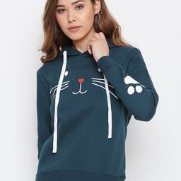The Dry State Women Green Printed Hooded Sweatshirt-image-96