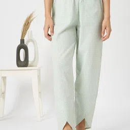 Mystere Paris Gingham Checked Cotton Seersucker Lounge Pants-image-49