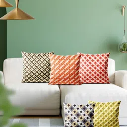 ArtzFolio Multicoloured Set of 5 Velvet Square Cushion Covers-31