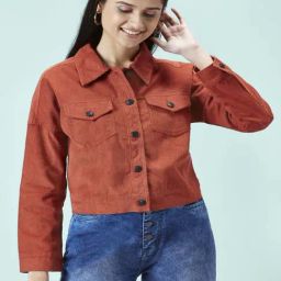 People by Pantaloons Brown Cotton Regular Fit Jacket-image-39