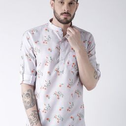 Hangup Men Off-White & Multicoloured Printed Straight Kurta-7
