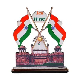 AllExtreme EXIF08 Universal Showpiece Indian Flag with Red Fort for Car Dashboard Decoration-80