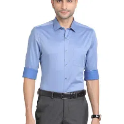 Turtle Blue Cotton Slim Fit Shirt-image-90