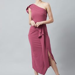 Athena Women Mauve Solid Fit and Flare Dress-picture-12
