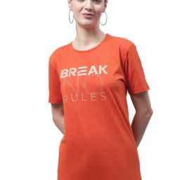 Vimal Jonney Rust Cotton Graphic Print T-Shirt-image-27