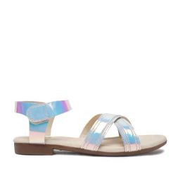 Tiny Bugs Kids Blue & Beige Cross Strap Sandals-image-25