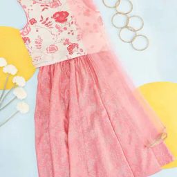 YU by Pantaloons Kids Off-White & Pink Floral Print Lehenga Cholis-image-78