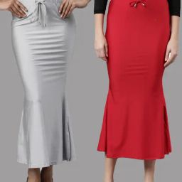 TWIN BIRDS Silver & Red Plain Saree Shapewear - Pack Of 2-image-85