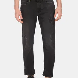 Flying Machine Men Black Faded Slim Fit Stretchable Crop Jeans-picture-44